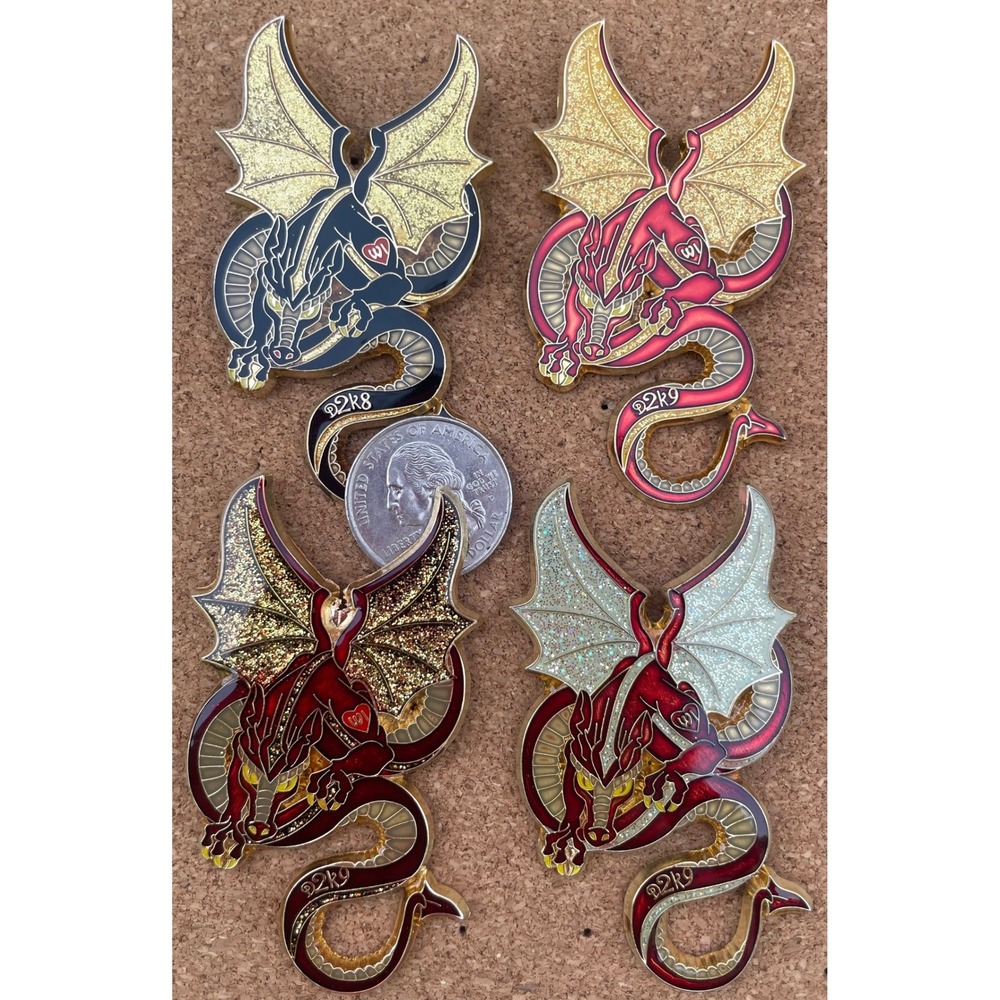 Destination Imagination Dragon Enamel Pin Set Multicolor Glitter 4 Piece View 2